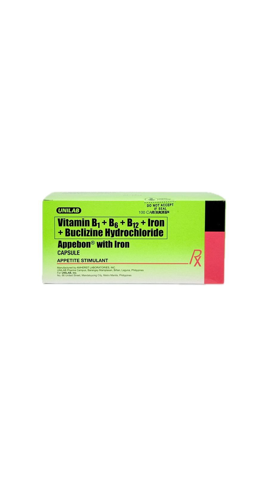Buclizine HCl, Vit.B1, B12, B6, Fe (APPEBON) W/IRON