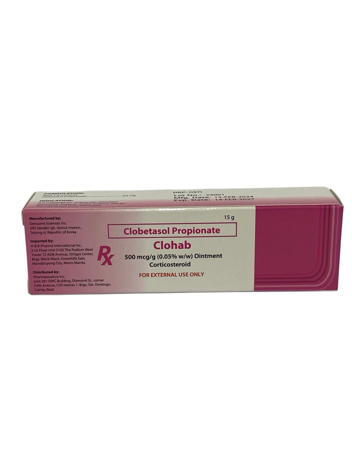 CLOBETASOL PROPIONATE Clohab	500g