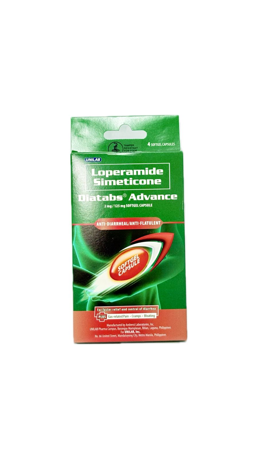 Loperamide + Simeticone DIATABS ADVANCE 2mg/125mg 4pcs SG Caps