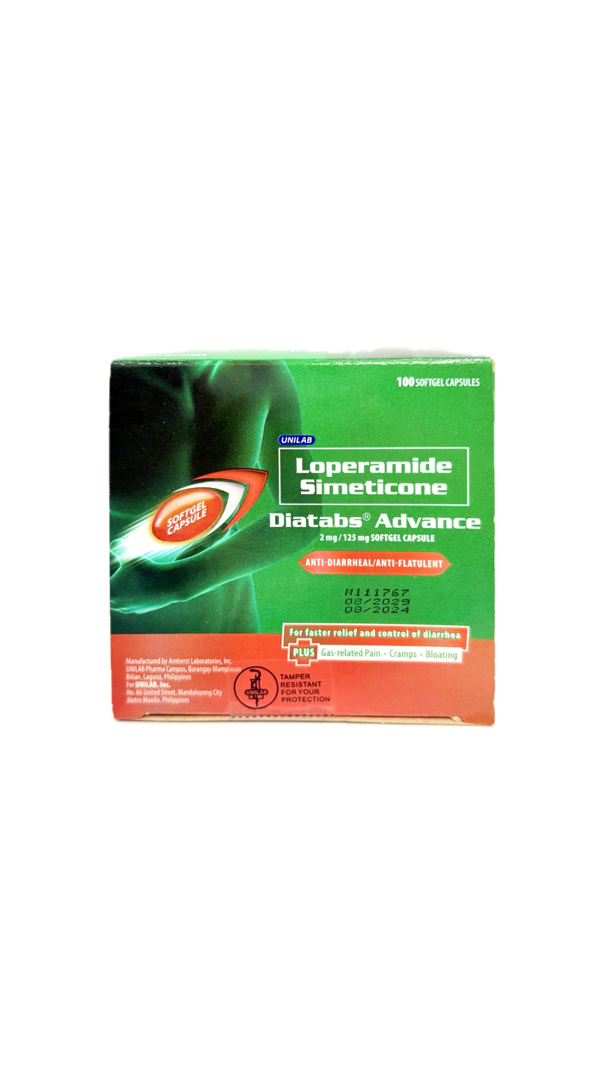 Loperamide + Simeticone DIATABS ADV 2mg/125mg 2mg/125mg CAP 100