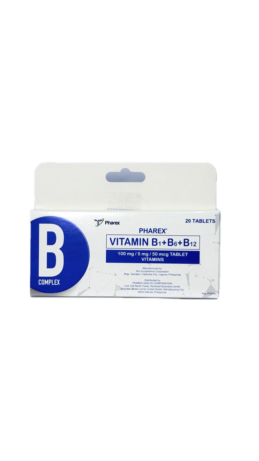 Pharex B-COMPLEX CONPCK 20TAB  Vitamin B Complex 20 pack