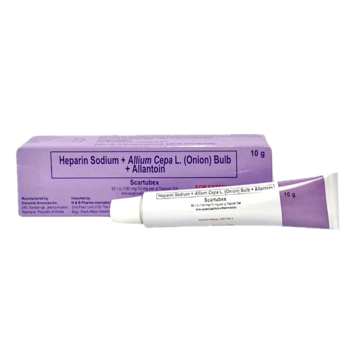 HEPARIN SODIUM + ALLIUM CEPA L. (ONION BULB) + ALLANTOIN	Scartubex	10g
