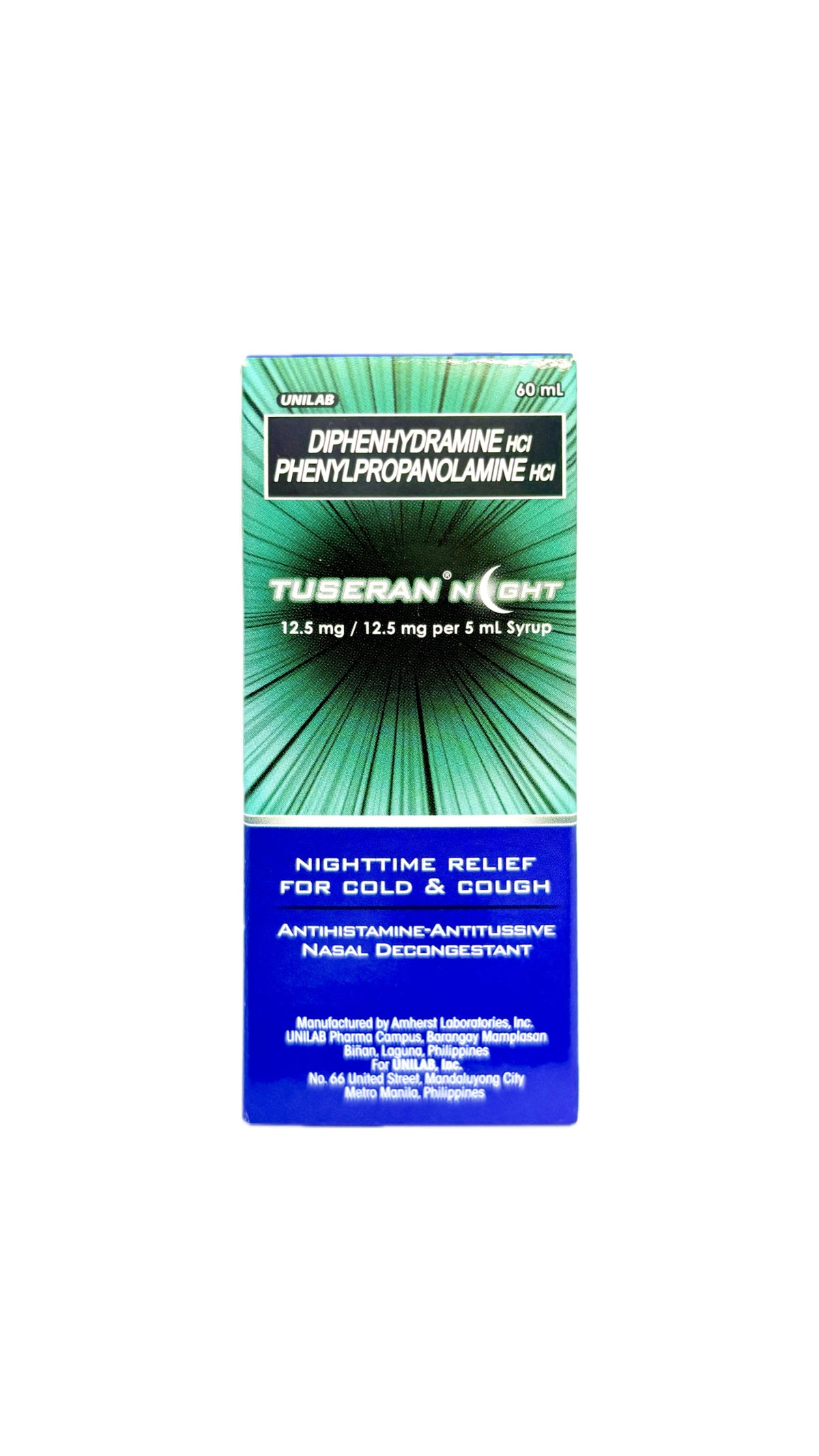 Diphenhydramine HCl + Phenylpropanolamine TUSERAN NIGHT SYR 60ML